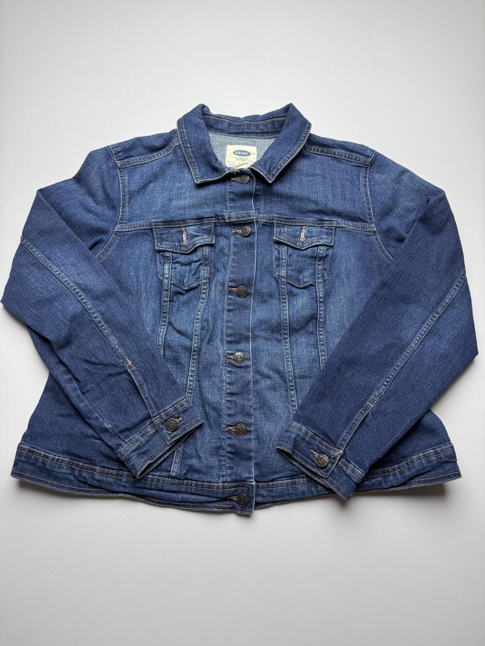 Old Navy Denim Jacket Womens 1X Blue Button Front Pockets Plus Size Casual